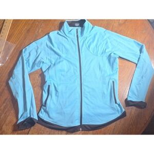 VTG Y2K Blue Brown Zip Pockets Track Suit Jacket Women's XL Basic